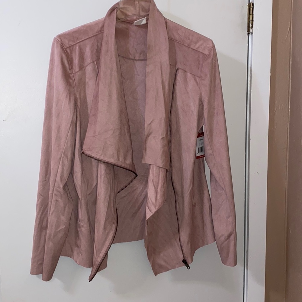 Beautiful drape front faux suede jacket
